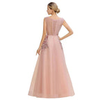 Sleeveless Aline Dusty Pink Long Evening Dress Tulle Lace Appliques Party Dress by misshow.com