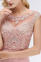 Sleeveless Aline Evening Maxi Dress Beading Crew Neck Party Dress Floor Length by misshow.com