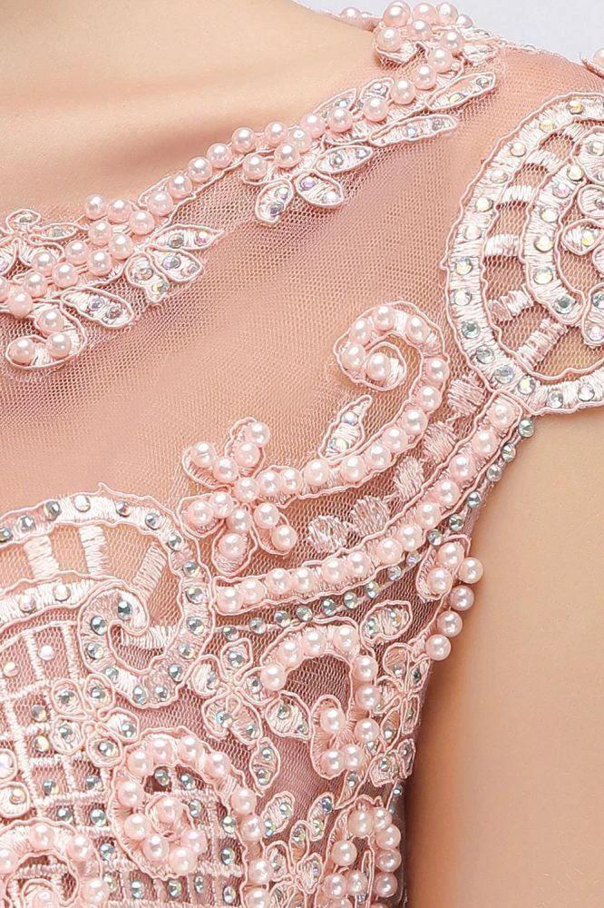 Sleeveless Aline Evening Maxi Dress Beading Crew Neck Party Dress Floor Length by misshow.com