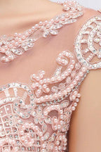 Sleeveless Aline Evening Maxi Dress Beading Crew Neck Party Dress Floor Length by misshow.com