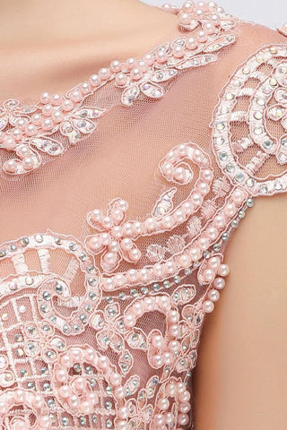 Ärmelloses Aline-Abend-Maxikleid mit Perlenbesatz, Rundhalsausschnitt, Partykleid, bodenlang