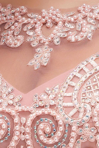 Ärmelloses Aline-Abend-Maxikleid mit Perlenbesatz, Rundhalsausschnitt, Partykleid, bodenlang