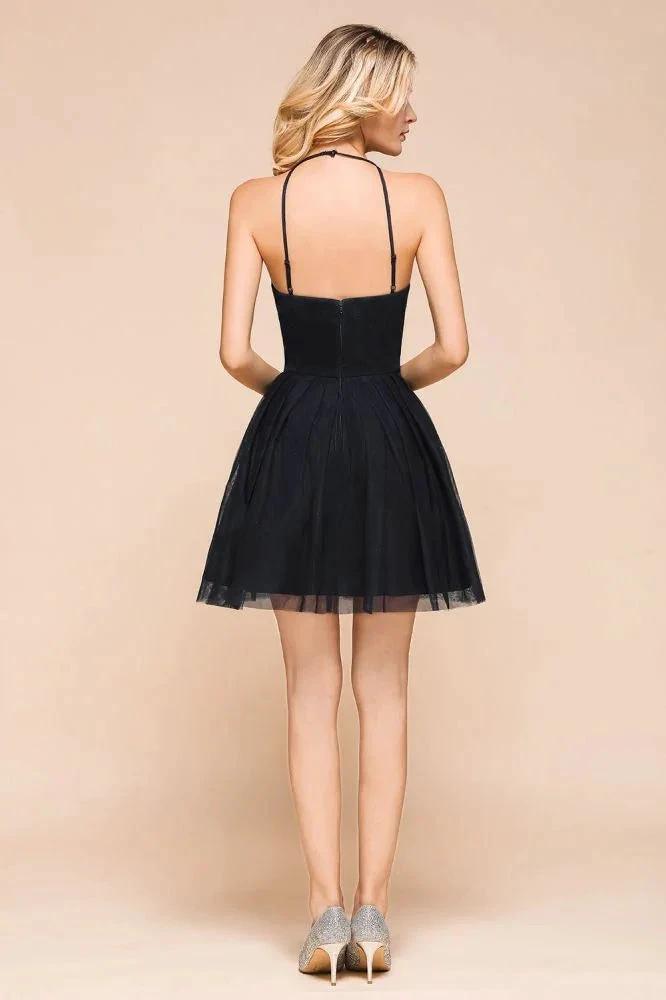 Sleeveless Appliques Tulle Homecoming Dress Mini Prom Dress by misshow.com