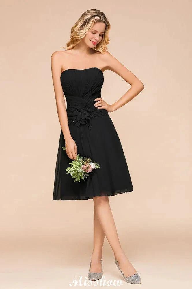 Sleeveless Black Tie Affair Special Occasion Dress Mini Bridesmaid Dress by misshow.com