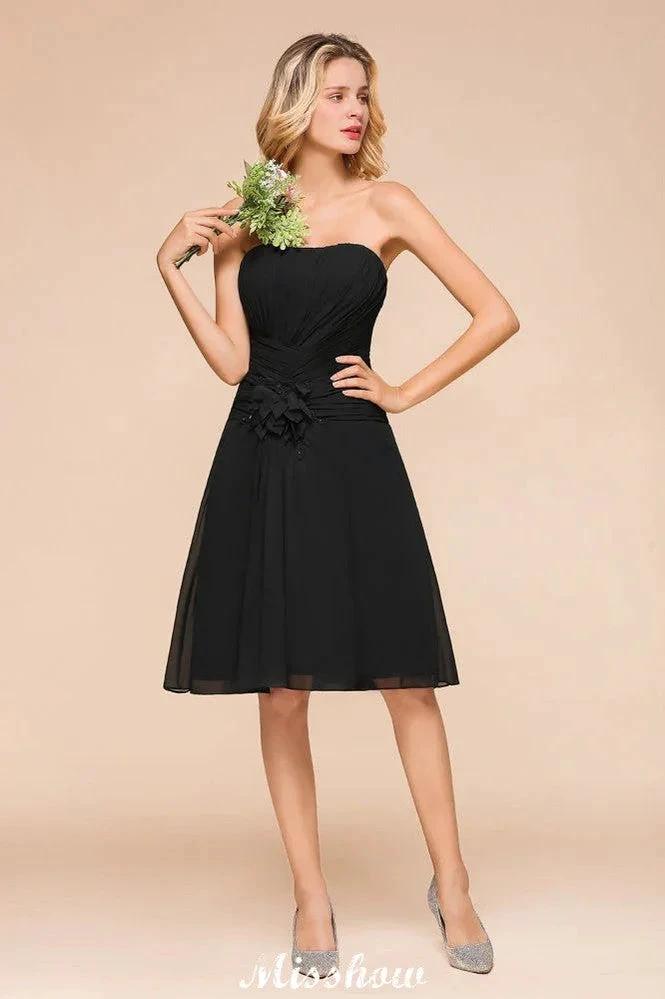 Sleeveless Black Tie Affair Special Occasion Dress Mini Bridesmaid Dress by misshow.com