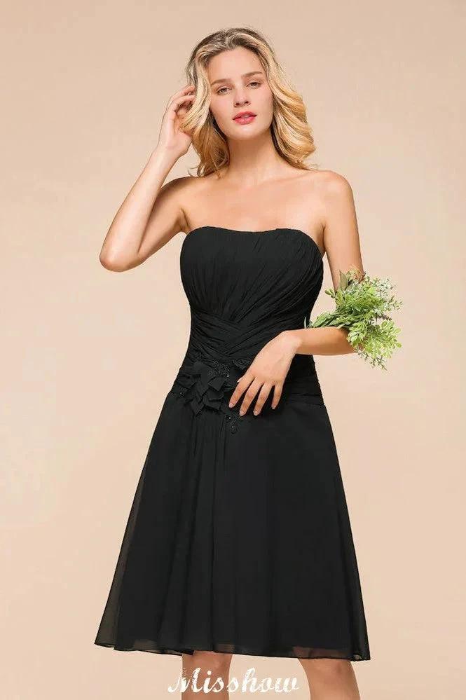 Sleeveless Black Tie Affair Special Occasion Dress Mini Bridesmaid Dress by misshow.com