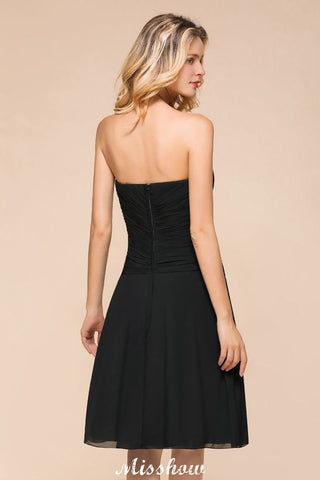 Vestido mini de dama de honor sin mangas de etiqueta negra para ocasiones especiales