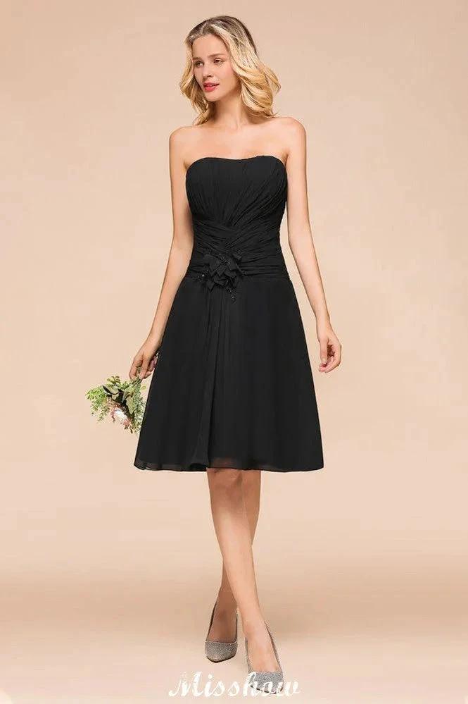 Sleeveless Black Tie Affair Special Occasion Dress Mini Bridesmaid Dress by misshow.com