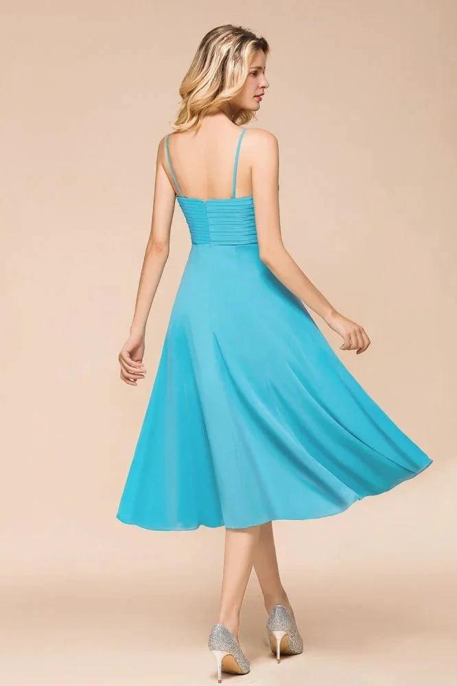 Sleeveless Chiffon Ankle Length Bridesmaid Dress Mini Beach Wedding Guest Dress by misshow.com