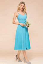 Sleeveless Chiffon Ankle Length Bridesmaid Dress Mini Beach Wedding Guest Dress by misshow.com
