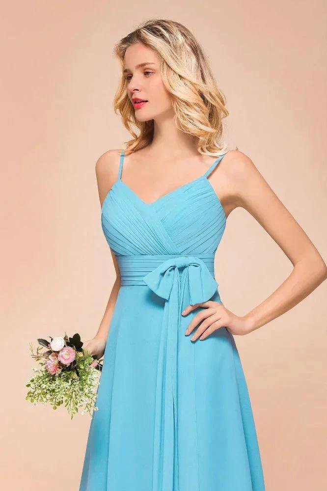 Sleeveless Chiffon Ankle Length Bridesmaid Dress Mini Beach Wedding Guest Dress by misshow.com