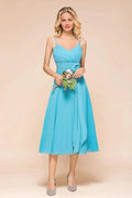 Sleeveless Chiffon Ankle Length Bridesmaid Dress Mini Beach Wedding Guest Dress by misshow.com