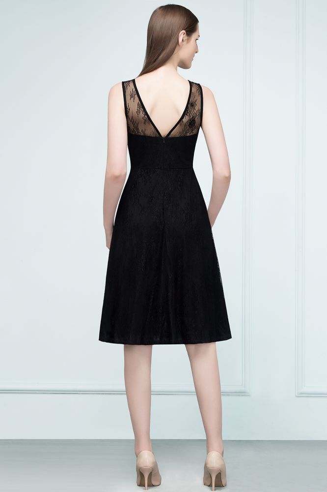 Sleeveless Lace A-line Knee Length Bridesmaid Dresses