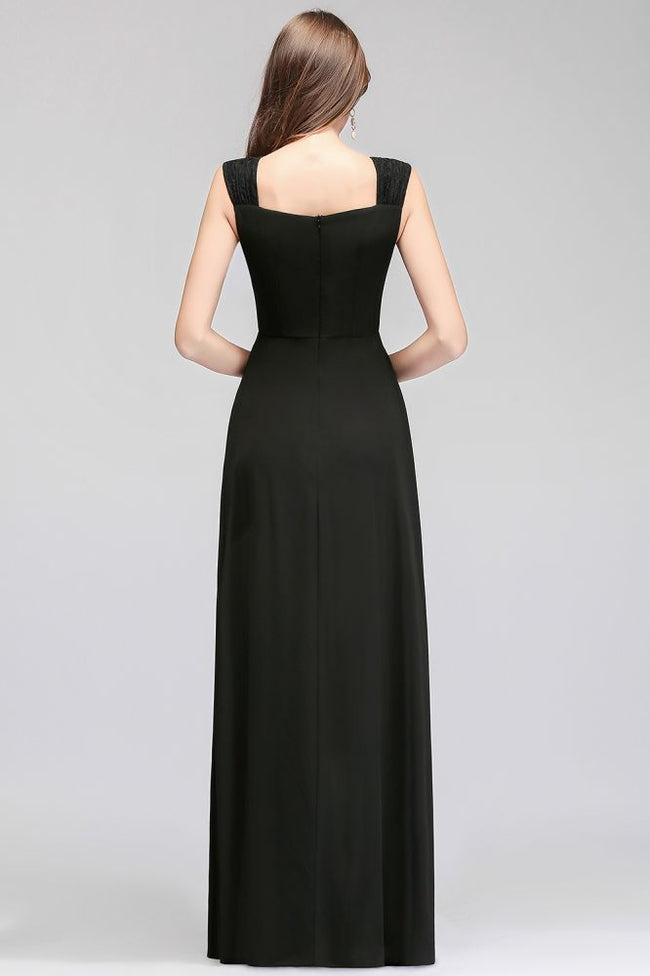 Sleeveless Ruffled Chiffon Black Bridesmaid Dresses Main Image