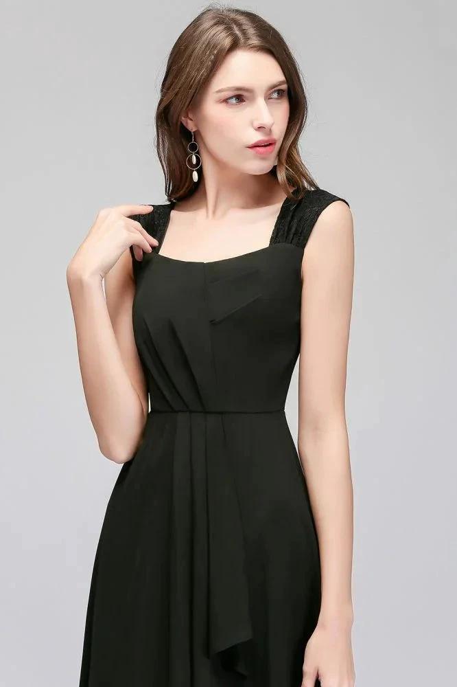 Sleeveless Ruffled Chiffon Black Bridesmaid Dresses by misshow.com