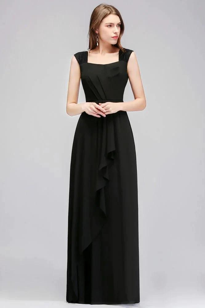 Sleeveless Ruffled Chiffon Black Bridesmaid Dresses by misshow.com