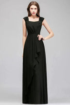 Sleeveless Ruffled Chiffon Black Bridesmaid Dresses by misshow.com