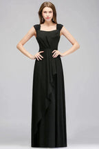 Sleeveless Ruffled Chiffon Black Bridesmaid Dresses by misshow.com
