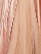 Sleeveless Satin A-Line Floor-Length Evening Gown Slit with Tulle Strapless Prom Dress by KissProm