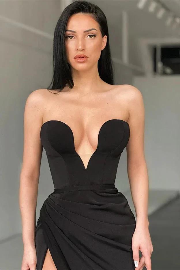 Sleeveless Sweetheart Front-Split Sexy Sweep-Train Prom Dress by misshow.com