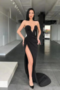 Sleeveless Sweetheart Front-Split Sexy Sweep-Train Prom Dress by misshow.com