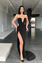 Sleeveless Sweetheart Front-Split Sexy Sweep-Train Prom Dress by misshow.com