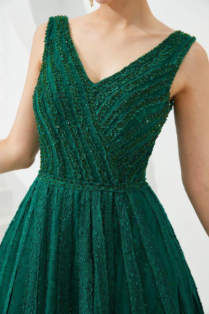 Sleeveless V-Neck aline Evening Swing Dress Backless Party Dress by misshow.com