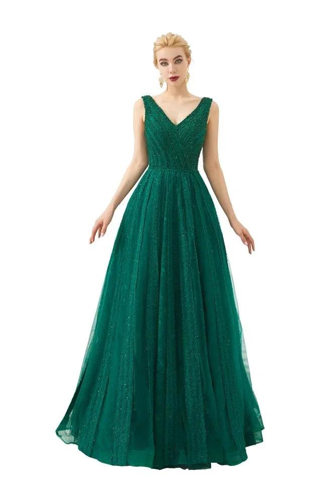 Sleeveless V-Neck aline Evening Swing Dress Backless Party Dress by misshow.com