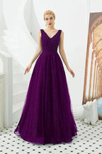 Sleeveless V-Neck aline Evening Swing Dress Backless Party Dress by misshow.com