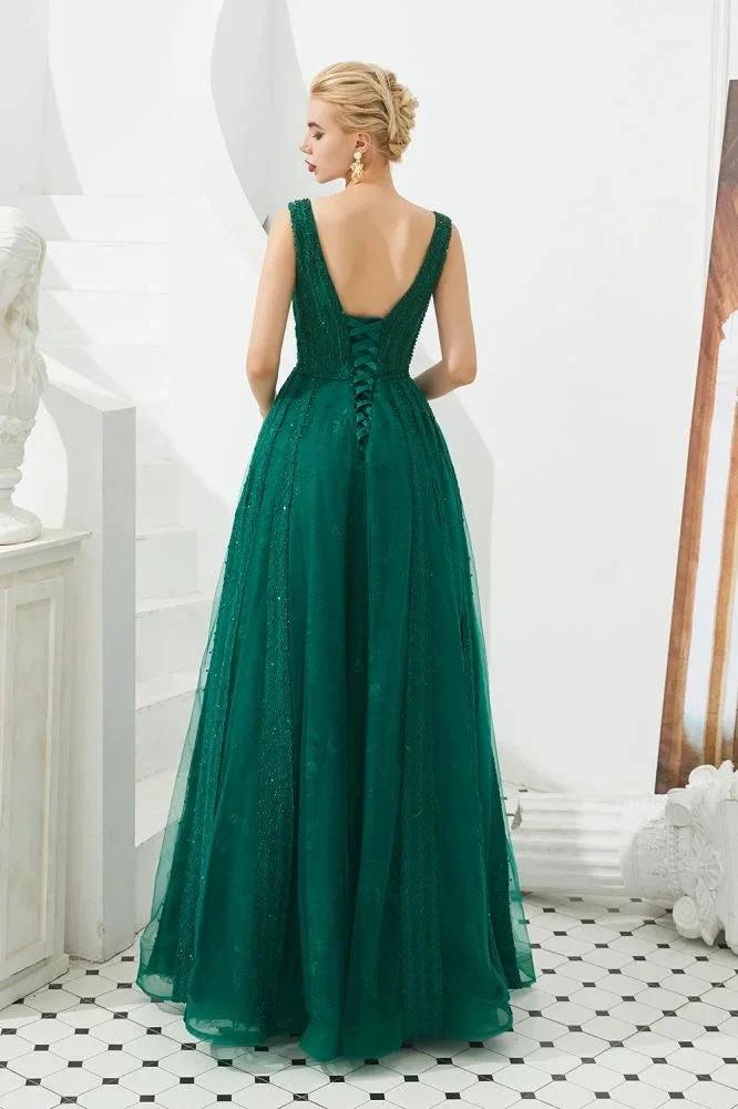 Sleeveless V-Neck aline Evening Swing Dress Backless Party Dress by misshow.com