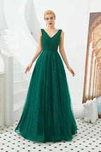 Sleeveless V-Neck aline Evening Swing Dress Backless Party Dress by misshow.com