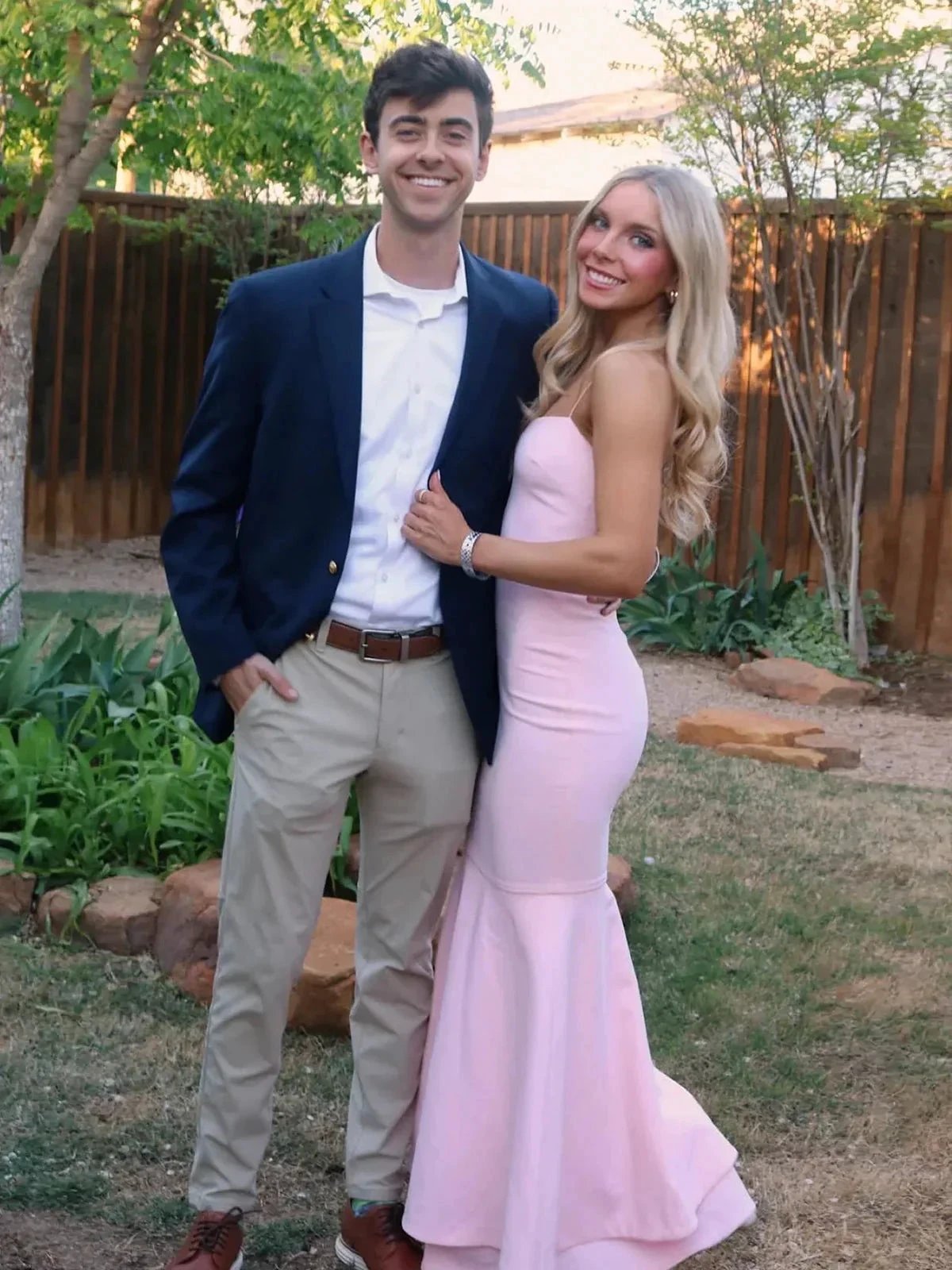 Spade | Pink Spaghetti Straps Mermaid Satin Long Prom Dress by KissProm