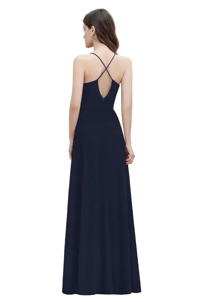 Spaghetti Bateau Aline Evening Maxi Dress Sequins Chiffon Bridesmaid Dress by misshow.com