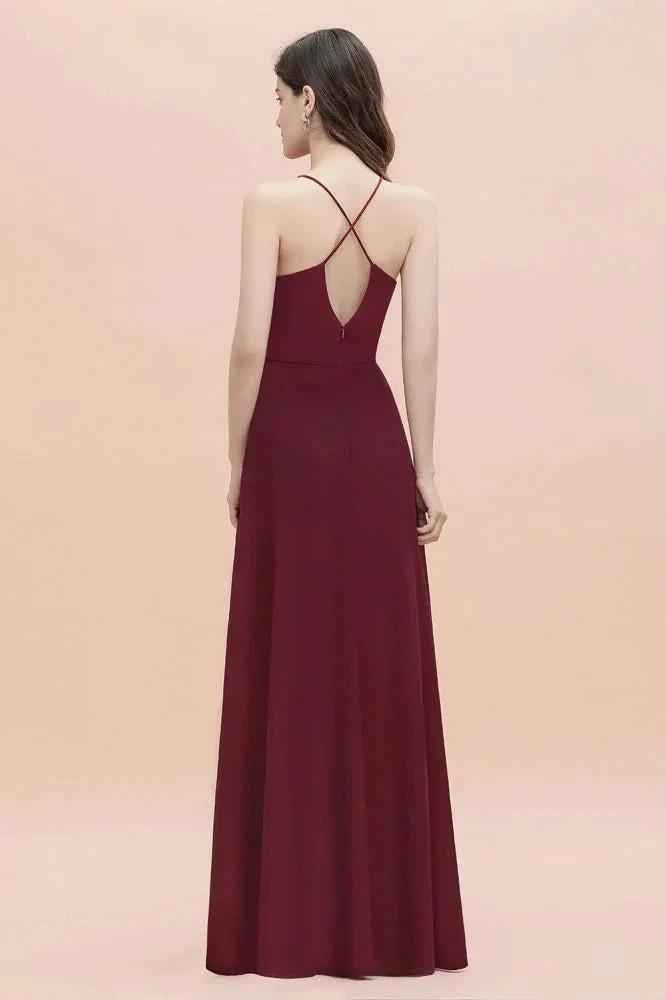 Spaghetti Bateau Aline Evening Maxi Dress Sequins Chiffon Bridesmaid Dress by misshow.com