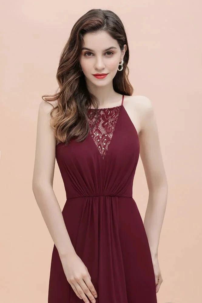 Spaghetti Bateau Aline Evening Maxi Dress Sequins Chiffon Bridesmaid Dress by misshow.com