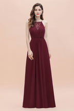 Spaghetti Bateau Aline Evening Maxi Dress Sequins Chiffon Bridesmaid Dress
