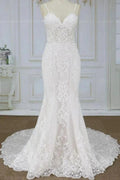 Spaghetti Strap Appliques Pretty Mermaid Elegant Wedding Dresses by misshow.com