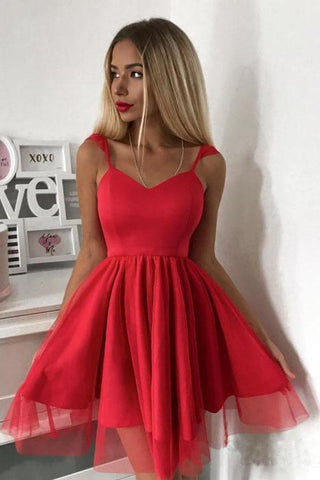 Spaghetti Strap Red Short Prom Dress Mini  Homecoming Dress PD305