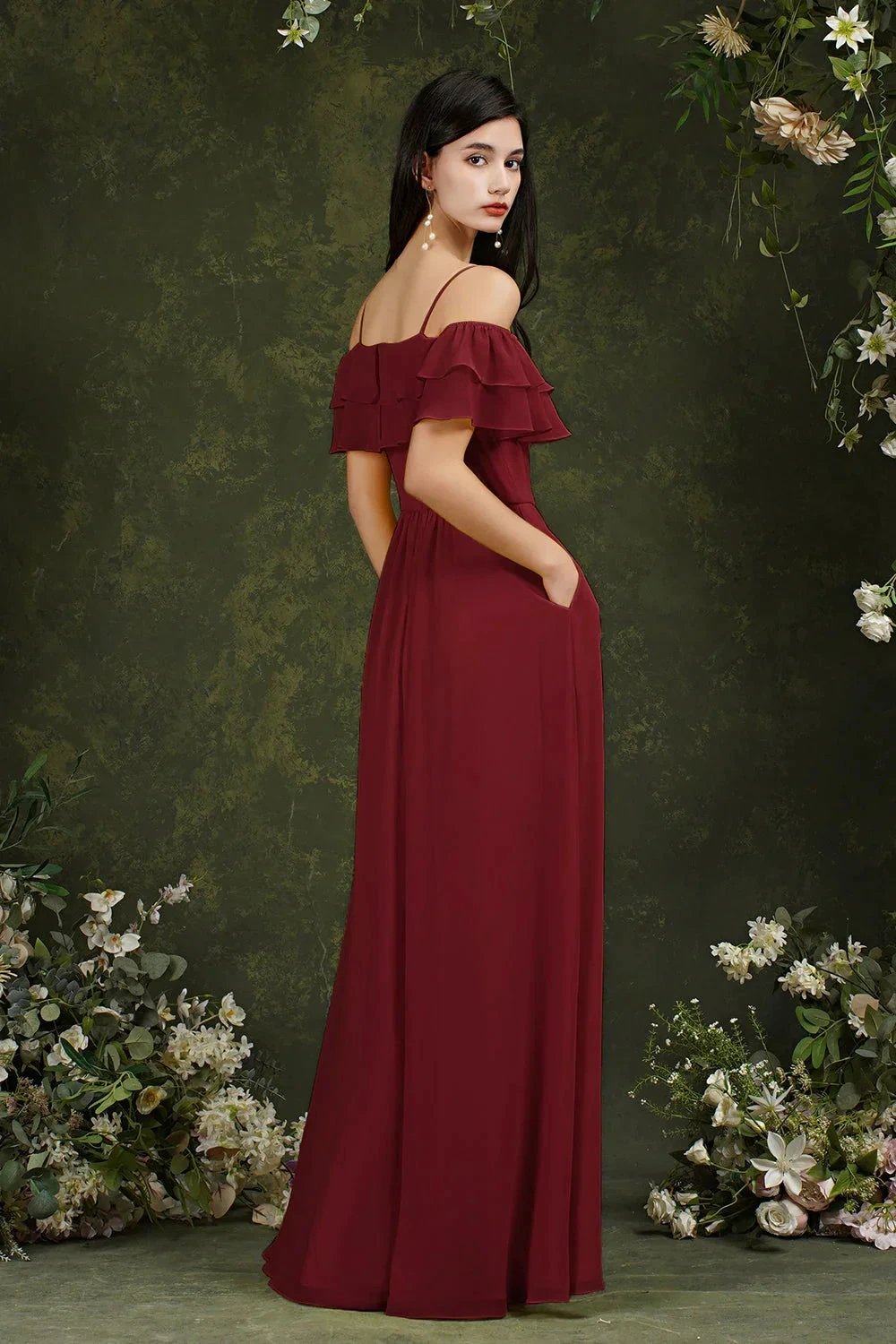 Spaghetti Strapes Off-the-shoulder Split Front Tulle Prom Dress by misshow.com
