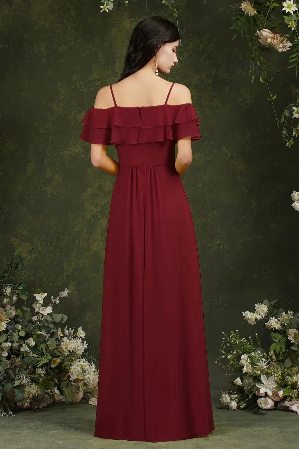 Spaghetti Strapes Off-the-shoulder Split Front Tulle Prom Dress by misshow.com