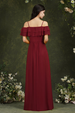Spaghetti Strapes Off-the-shoulder Split Front Tulle Prom Dress