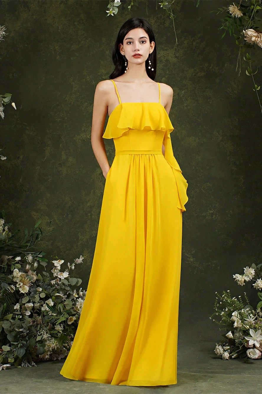 Spaghetti Strapes Split Front Aline Tulle Long Prom dress by misshow.com