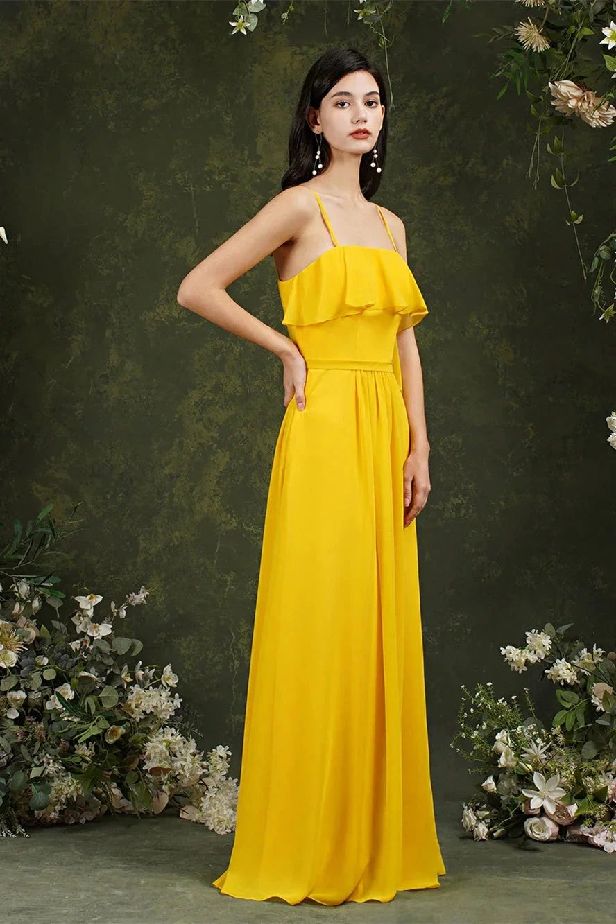 Spaghetti Strapes Split Front Aline Tulle Long Prom dress by misshow.com