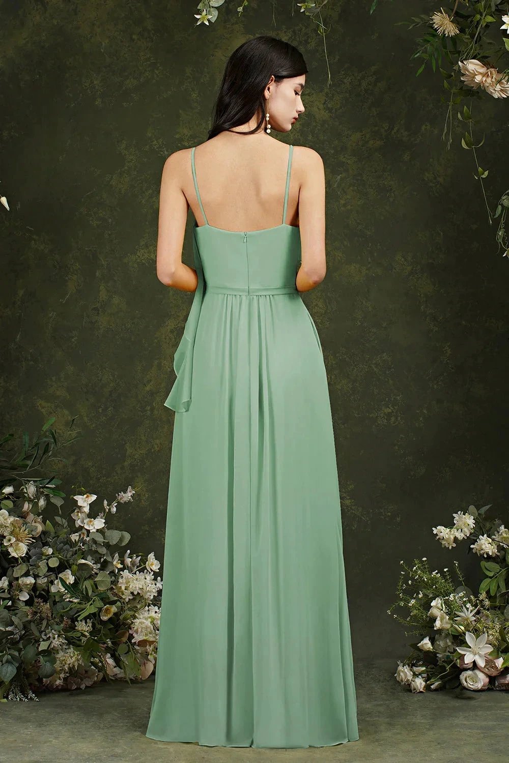 Spaghetti Strapes Split Front Aline Tulle Long Prom dress by misshow.com