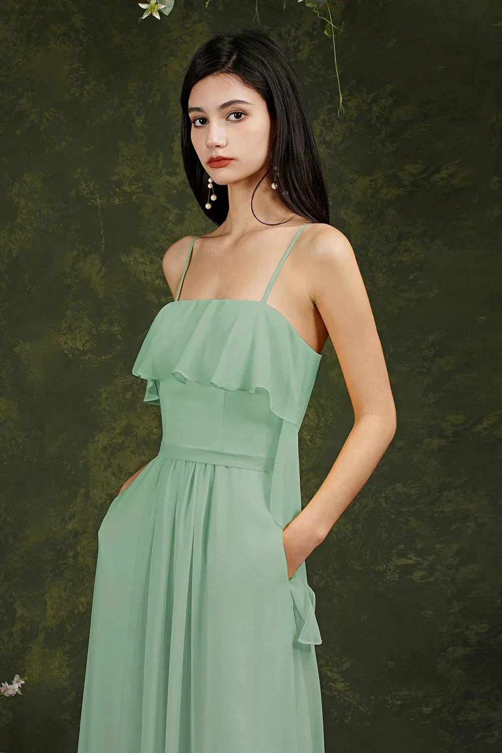 Spaghetti Strapes Split Front Aline Tulle Long Prom dress by misshow.com