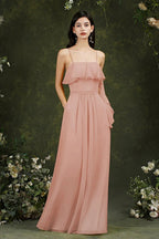 Spaghetti Strapes Split Front Aline Tulle Long Prom dress by misshow.com