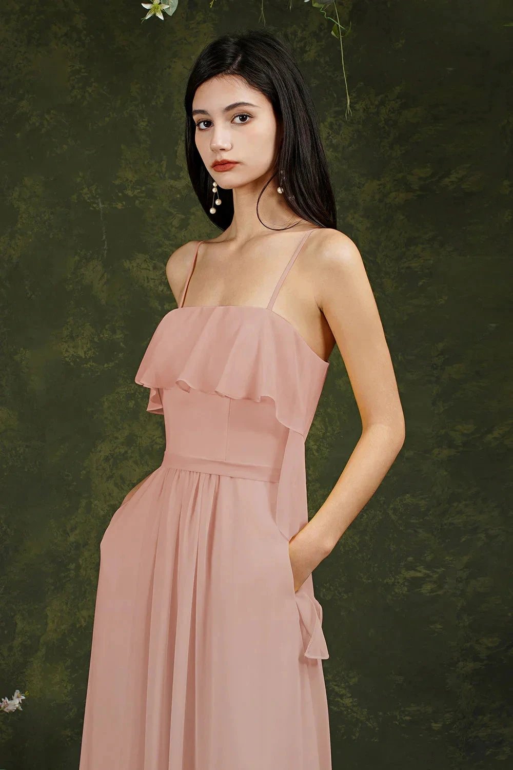 Spaghetti Strapes Split Front Aline Tulle Long Prom dress by misshow.com