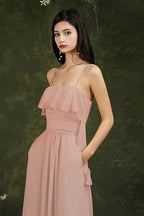 Spaghetti Strapes Split Front Aline Tulle Long Prom dress by misshow.com
