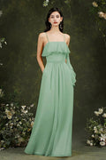 Spaghetti Strapes Split Front Aline Tulle Long Prom dress by misshow.com
