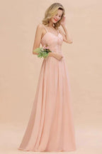 Spaghetti Straps Aline Bridesmaid Dress Sweetheart Chiffon Swing Evening Dress by misshow.com